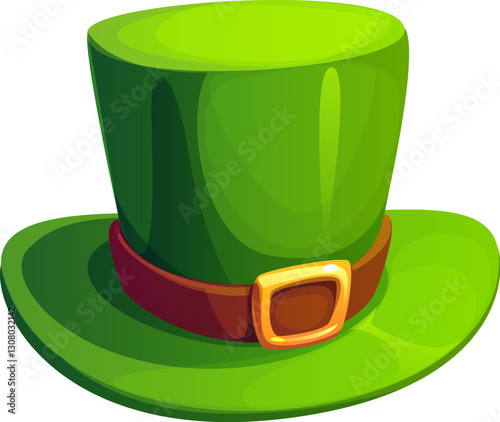 St Patrick day or Irish holiday cartoon leprechaun hat, vector luck symbol. Saint Patrick day festival and Ireland national holiday traditional symbol of leprechaun cylinder top hat with golden buckle