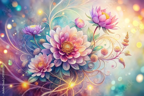 Boho Floral Long Exposure Drawing: Mother's Day Greeting Card Design