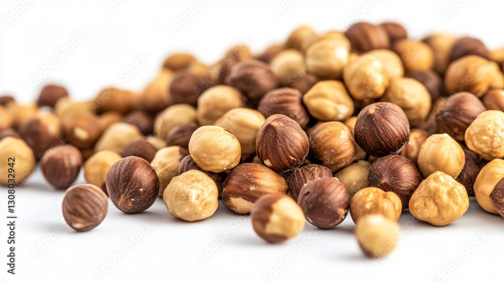 Hazelnuts on White Background Close-up Hazelnuts on White Background Close-up