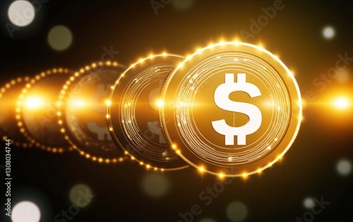 A close-up of a single dollar coin displaying intricate details and symbolizing currency value photo