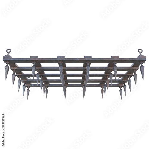 Foto Old Dungeon Ceiling Trap, 3d illustration isolated on white background