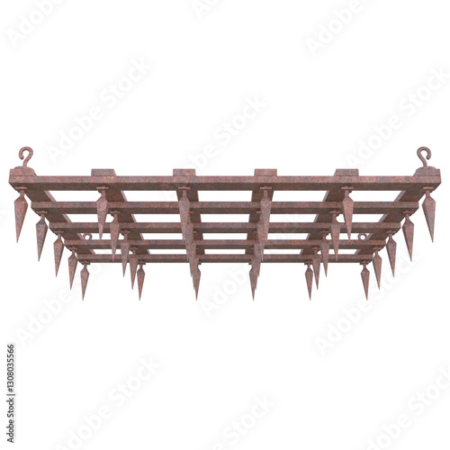 Behang Rusty Dungeon Ceiling Trap, 3d illustration isolated on white background
