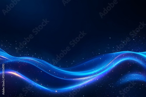 Dreamlike Digital Backdrop with Shimmering Blue Energy Fields and Fractal Surfaces