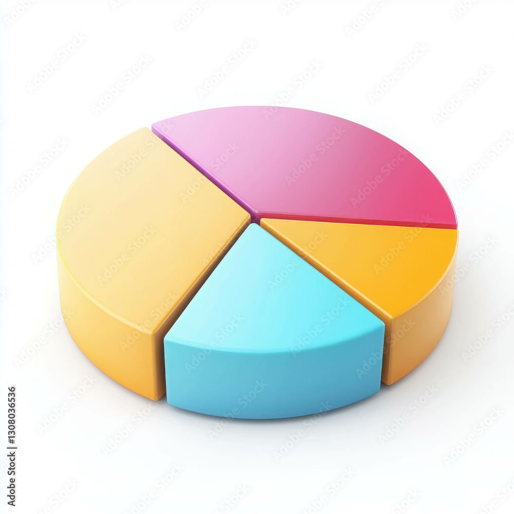 3D Pie Chart with Highlighted Growing Segment for Data Visualization and Analysis 3D Pie Chart with Highlighted Growing Segment for Data Visualization and Analysis