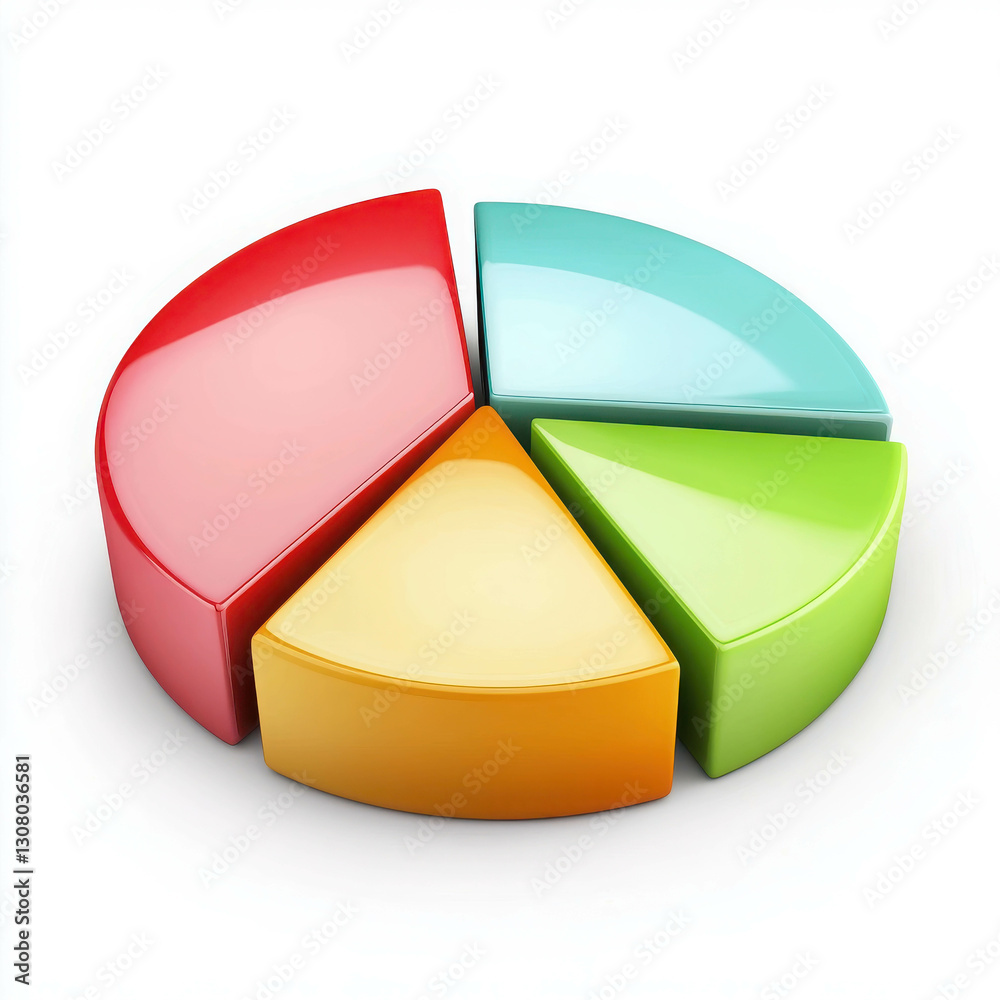 Obraz premium 3D Pie Chart Illustration Featuring Highlighted Growing Segment in Vibrant Colors