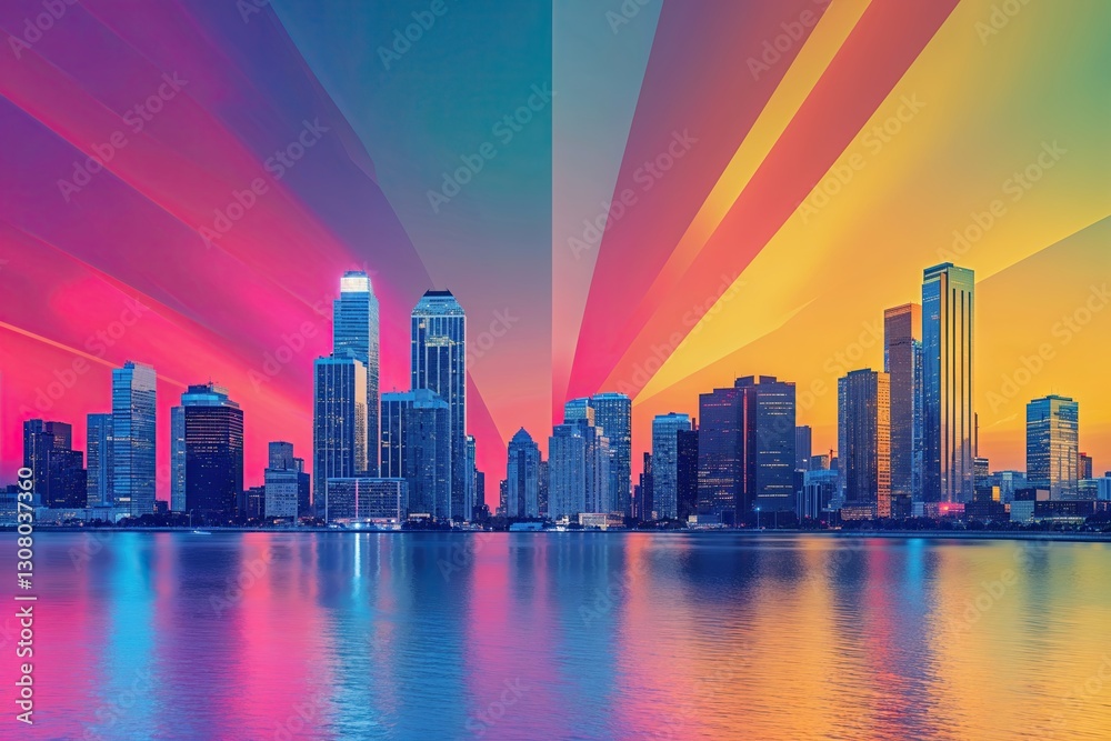 Obraz premium Stunning Cityscape Background with Eye-Catching Gradient Effect for Trendy Website Banner