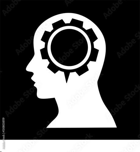 Human head setting icon vector,human setting icon silhouette design vector,human head setting icon design for template,web, application and background 
