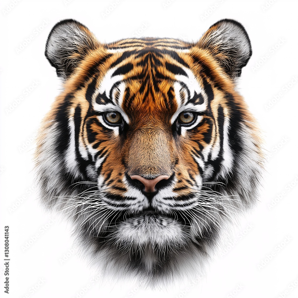 Fototapeta premium Tiger Portrait: Majestic Wildlife Predator with Vibrant Orange Stripes in Asian Habitat