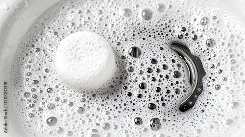 Cleaning tablet dissolving in soapy water