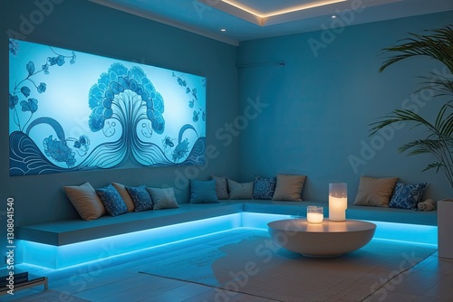 Softly Lit Pale Blue Surface Showcasing Relaxing Design Patterns