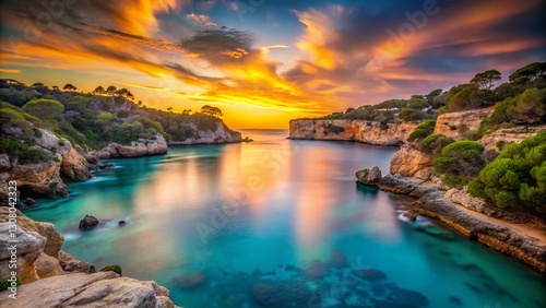 Cala de Es Moro, Mallorca: Long Exposure Seascape at Sunset, Balearic Islands, Spain
