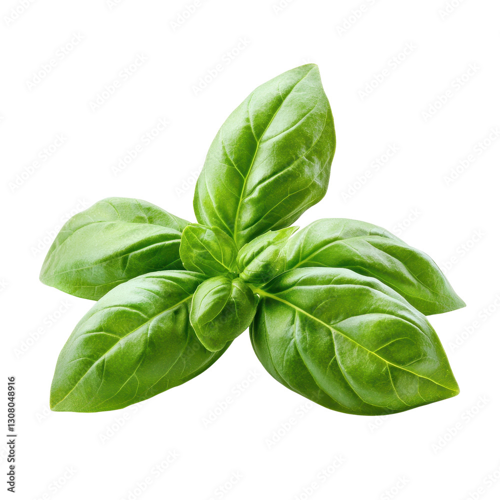 Fototapeta premium Fresh basil leaves isolated on transparent background
