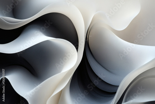 Abstract Black and White Waves Background, minimal design concept image