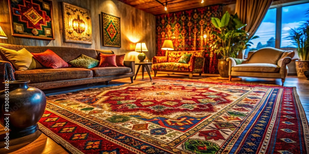 Obraz premium Chic Rugs: Low Light Home Decor Photography - Luxurious Textures & Stylish Ambiance
