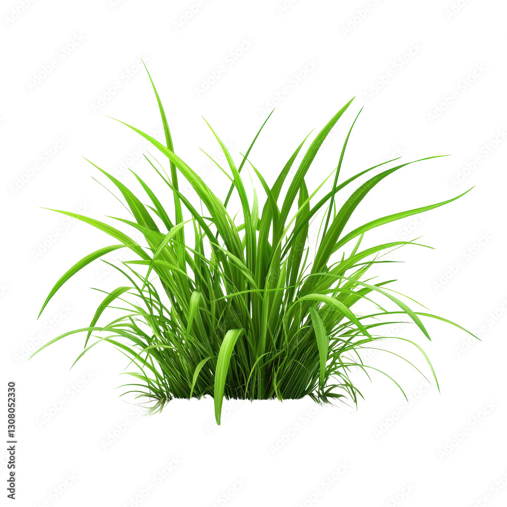 Fototapeta premium Lush green grass clump on a transparent background