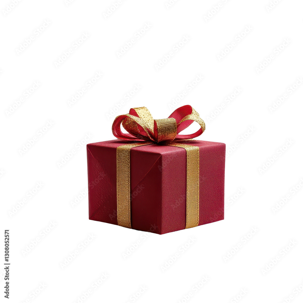 Elegant red gift box with golden ribbon Elegant red gift box with golden ribbon
