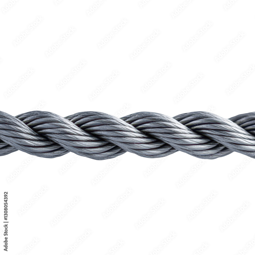 Close-up of twisted steel wire rope on transparent background Close-up of twisted steel wire rope on transparent background