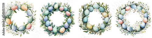 Colorful Easter Egg Wreaths with Fresh Greenery in Different Designs