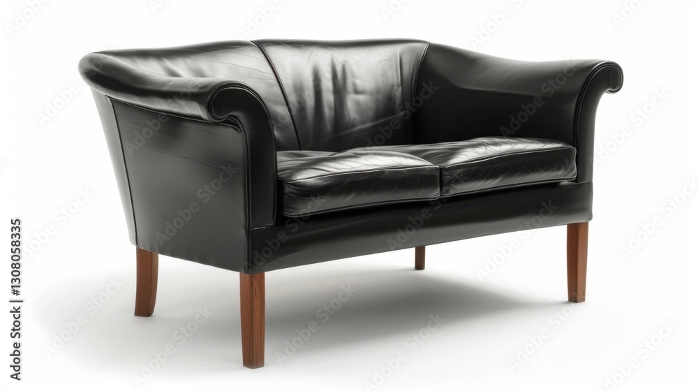 Black Leather Sofa: A sleek, luxurious sofa made from durable leather, offering ultimate comfort and sophisticated style to enhance any living room's decor.
