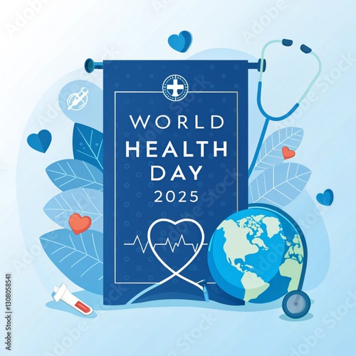 Vector illustration on the blue theme of World Health Day observed on 7th April. World Health day 2025 concept World health day concept banner design with