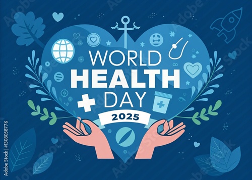Vector illustration on the blue theme of World Health Day observed on 7th April. World Health day 2025 concept World health day concept banner design with