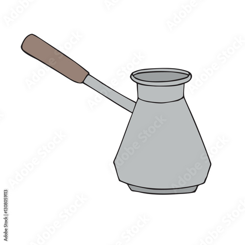 Vector hand drawn sketch doodle colored coffee turk isolated on white background