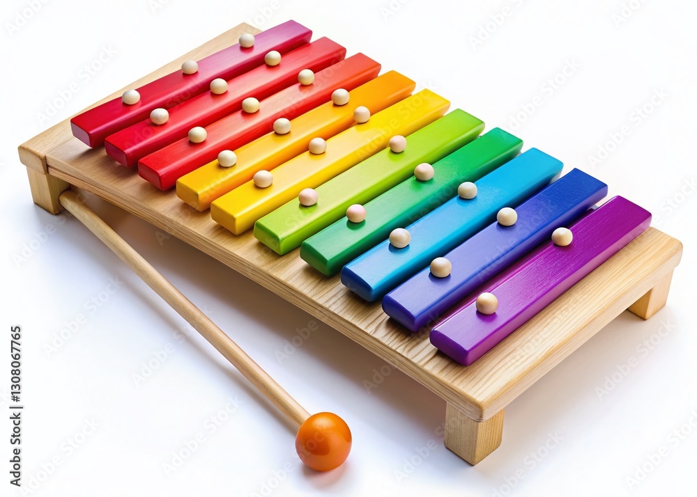 Naklejka premium Colorful Wooden Xylophone Isolated on White Background - Musical Instrument Stock Photo