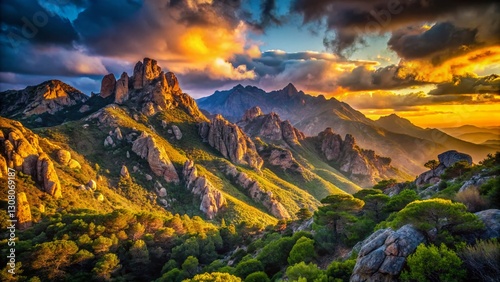 Corsica's Costa Verde Mountains at Dusk: Dramatic Low Light Landscape Photography