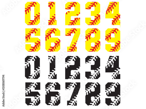 Baseball Numbers College Varsity Team Laces Softball Ball American Sport DIY Gift Doodle Clipart Shape
