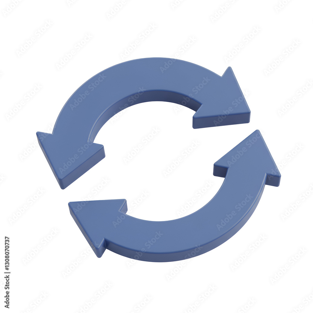 3D Data Sync Arrows Forming Circular Synchronization Loop 3D Data Sync Arrows Forming Circular Synchronization Loop