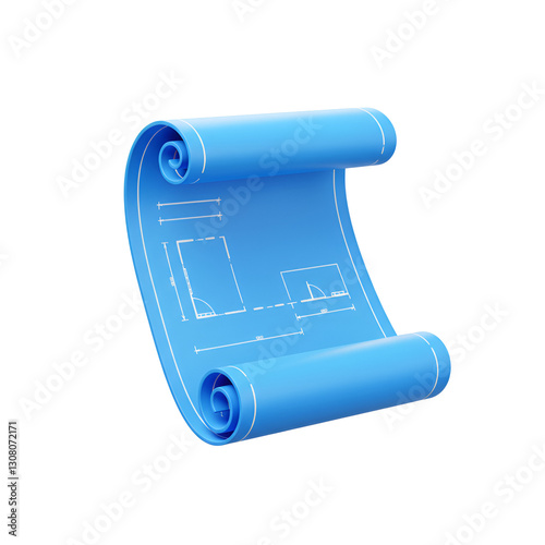 Blueprint Rolled Minimal – Simple Rolled-Up Blueprint Scroll for Engineering and Architecture