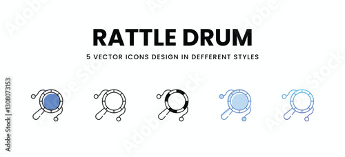 Rattle Drum vector icons set stock illustration