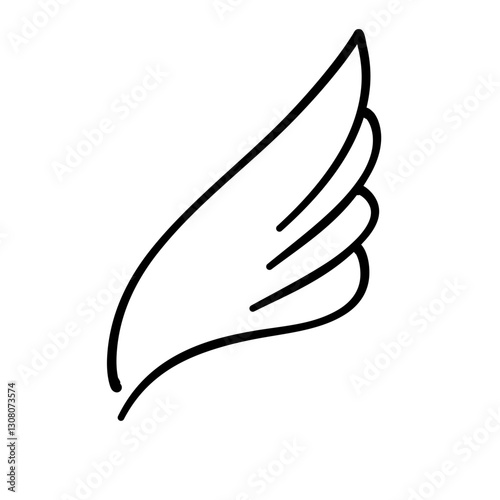 Doodle outline sketch angel wings
