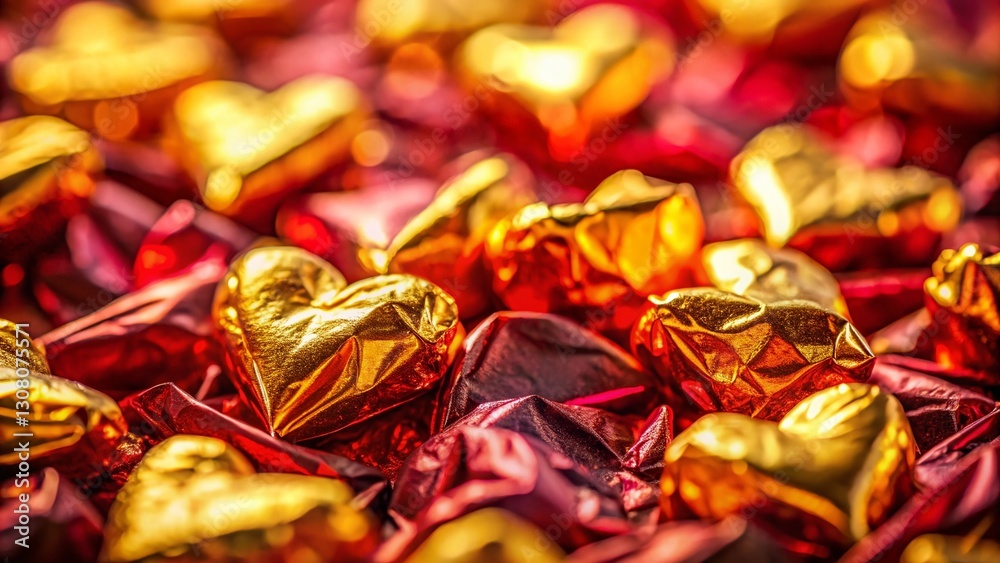 Crimson & Gold Foil Valentine's Day Texture: Romantic Tilt-Shift Background