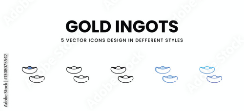 Gold Ingots vector icons set stock illustration