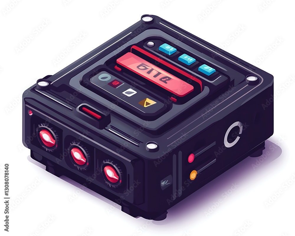 Fototapeta premium Isometric Retro Data Processing Device