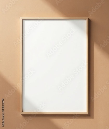 Light Brown Wooden Frame Poster Mockup. Natural Business Promotion. Perfect for handmade craft shops, organic food stores, wellness retreat packages