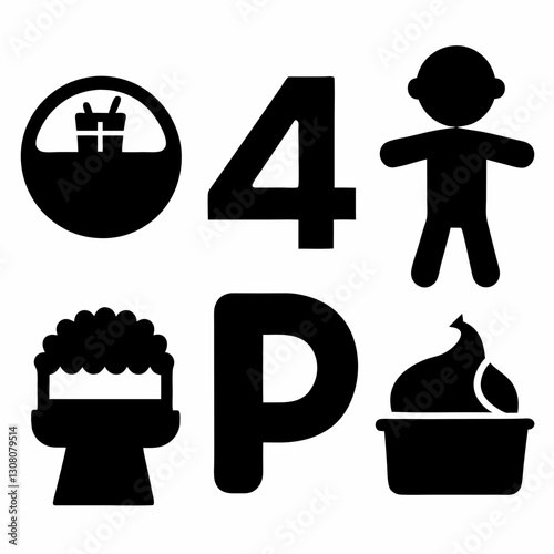 silhouette Pi Day icon set vector illustration. Happy Pi Day