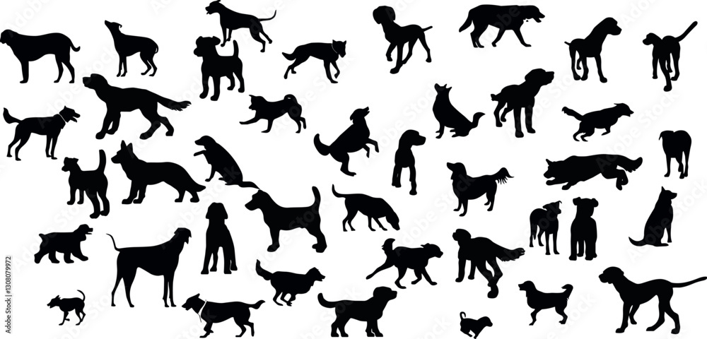 vector isolated collection of silhouettes of dogs vector isolated collection of silhouettes of dogs