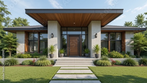 Modern Home Entrance  Sunny Day