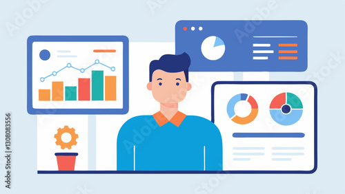 Portfolio Management Dashboard A splitscreen design showing a financial advisor on one side and a digital dashboard filled with performance metrics risk assessments and AI