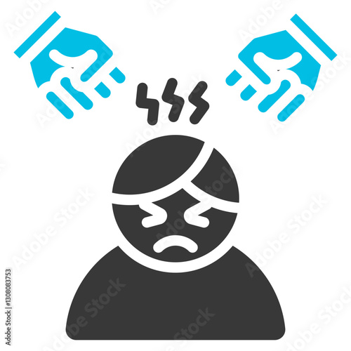 Bullying Glyph Blue Grey Icon