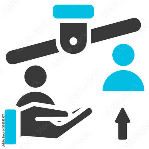 Inequality Glyph Blue Grey Icon