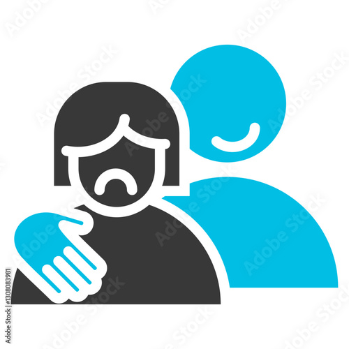 Harassment Glyph Blue Grey Icon