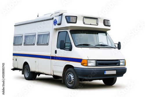 Mobile Clinic Van Isolated on White Background.