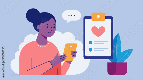 SelfCare Reminder An illustration showing a person receiving a selfcare reminder message on their phone from their counselor encapsulating ongoing support.