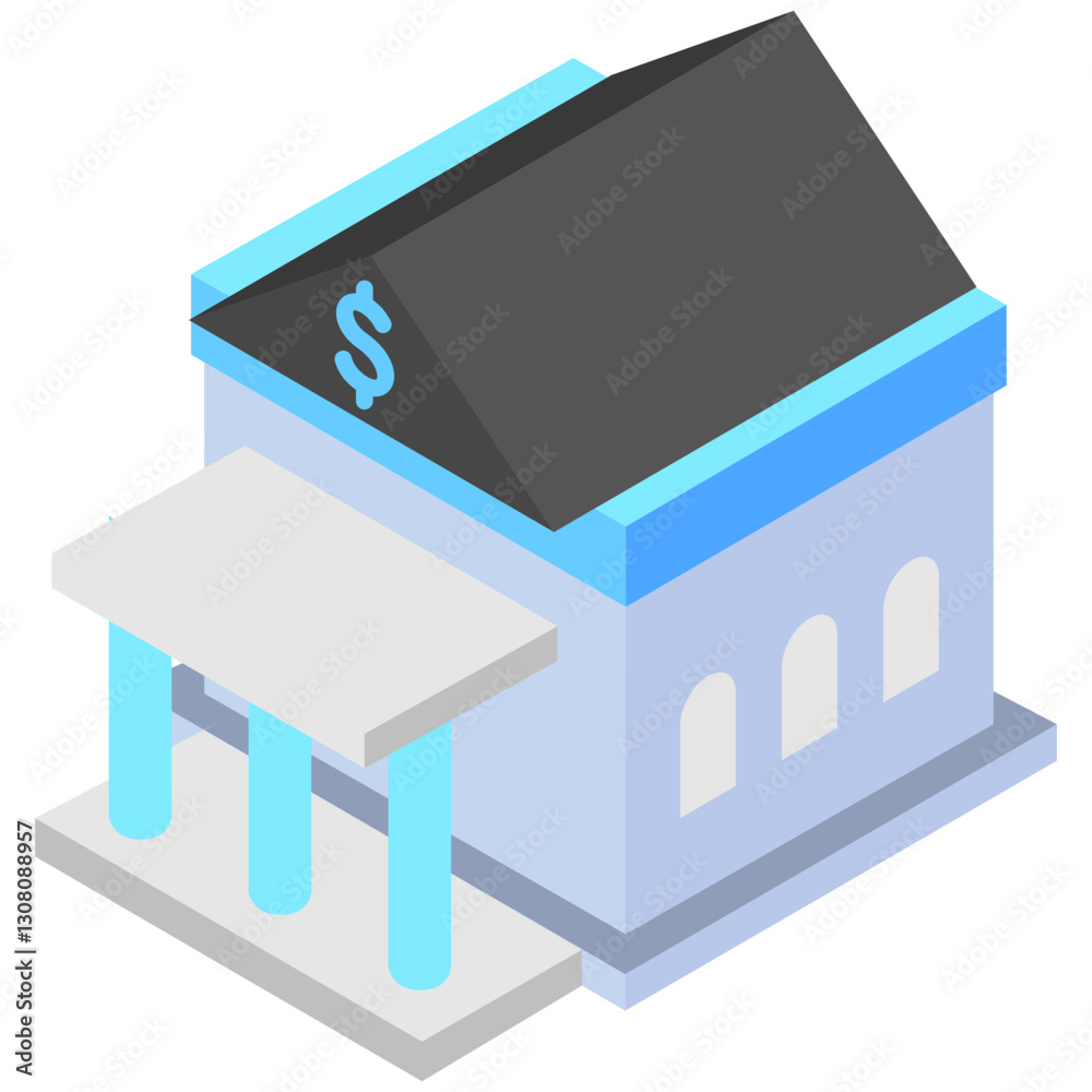 Bank isometric 3d, mini illustration icon, use for modern concept, UI or UX kit, web and app development. related to business, finance, economy.. Bank isometric 3d, mini illustration icon, use for modern concept, UI or UX kit, web and app development. related to business, finance, economy..