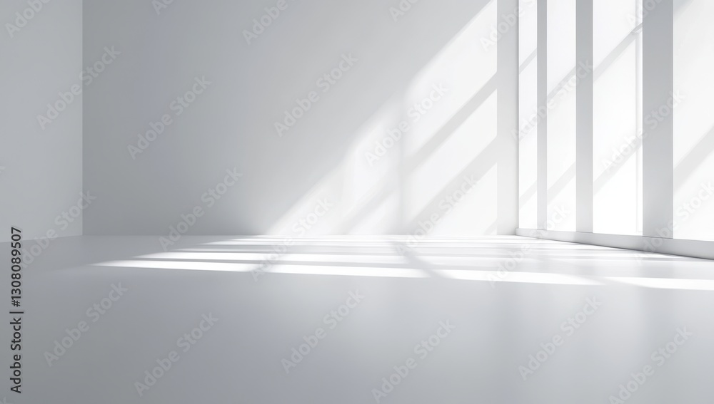 Bright and Minimalist Interior Space with Sunlight Casting Stripes on the Floor, Perfect for Modern Design and Architecture Concepts Bright and Minimalist Interior Space with Sunlight Casting Stripes on the Floor, Perfect for Modern Design and Architecture Concepts