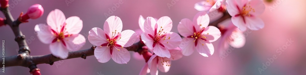 Close-up of delicate cherry blossoms on a tree branch, cherry blossoms, spring Close-up of delicate cherry blossoms on a tree branch, cherry blossoms, spring