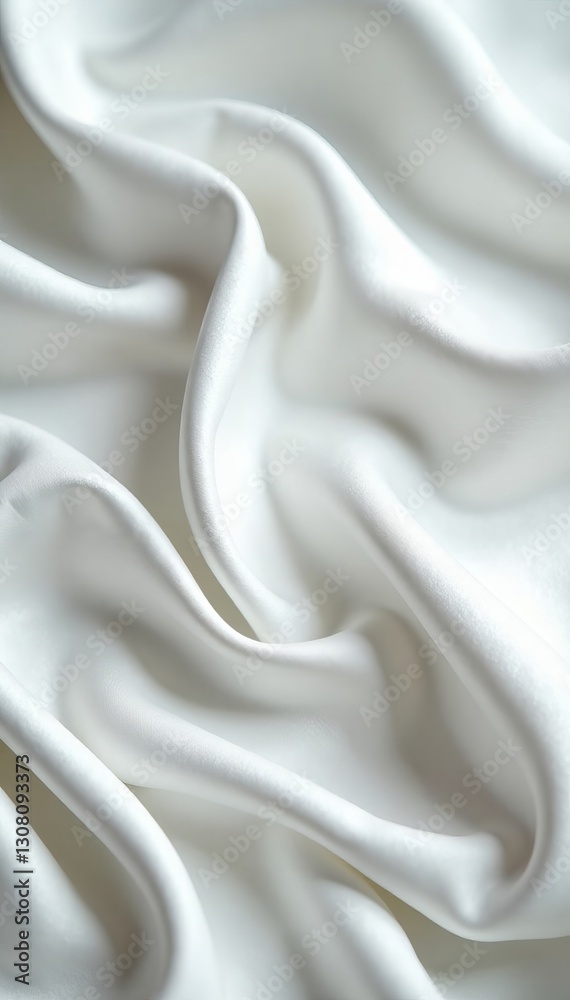 Fototapeta premium Close-up of delicate white silk fabric with intricate folds and shadows, intricate, white